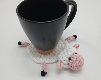 crocheted Coaster- Sheep- 2 colors