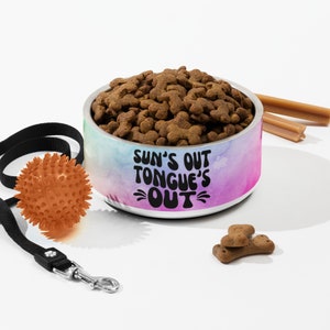 Sun Out Tongue Out Dog Bowl - Fun and Vibrant Pet Feeding Dish - Dog Lover Gift - Colorful Pet Accessories