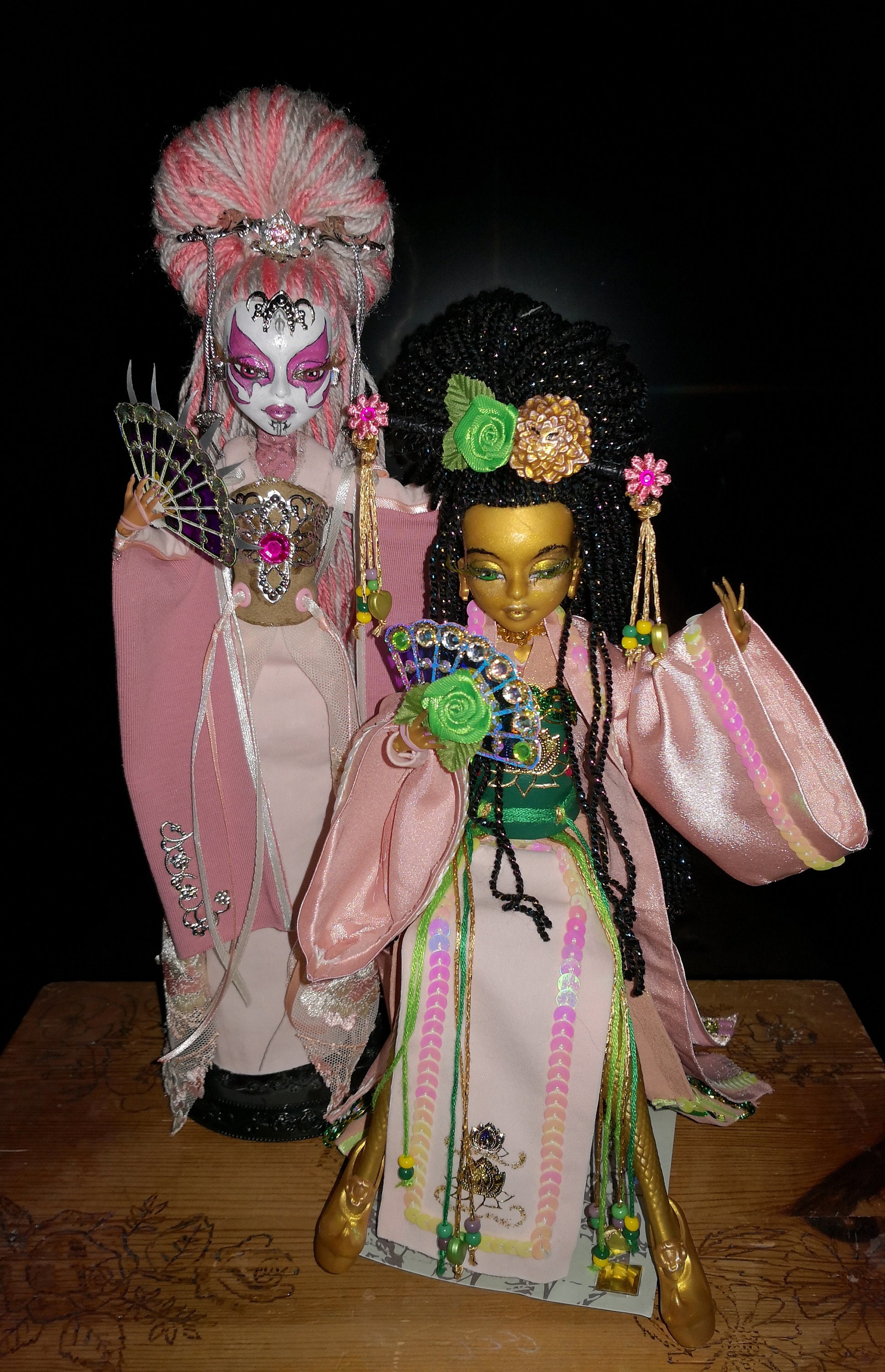カスタムモンスターハイ 花魁 OOAK Monster High Doll Lady With Fan Jinafire Draculaura Lagoona