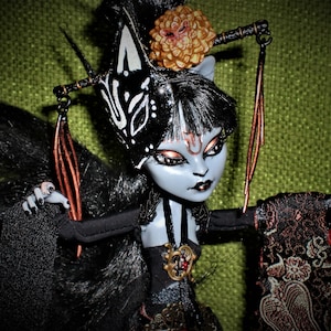 ooak Monster High dolls KITSUNE fox demon spirit modern mask 9-tailed