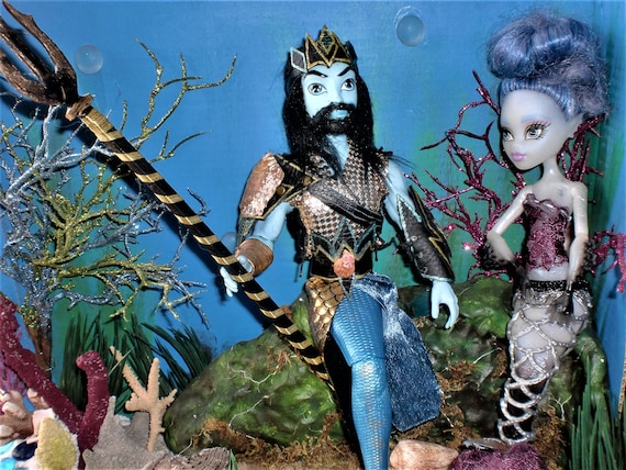 1 6 Scale OOAK Monster High Dolls Repainted Mermaid Octopus Snake Siren Reef Aquarius POSEIDON Ocean Underwater Diorama Set Etsy
