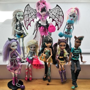 Monster High poppen, standaard originele staat, inclusief accessoires.