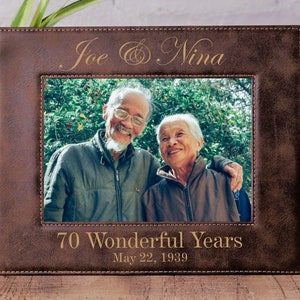 70th Anniversary Gift, 70 Year Anniversary, Personalized Photo Frame, Anniversary Gifts, Gift for Wife, Husband Gift, Wedding Anniversary
