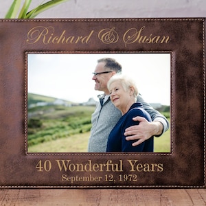 40th Anniversary Gift, 40 Year Anniversary, Personalized Photo Frame, Anniversary Gifts, Gift for Wife, Husband Gift, Wedding Anniversary