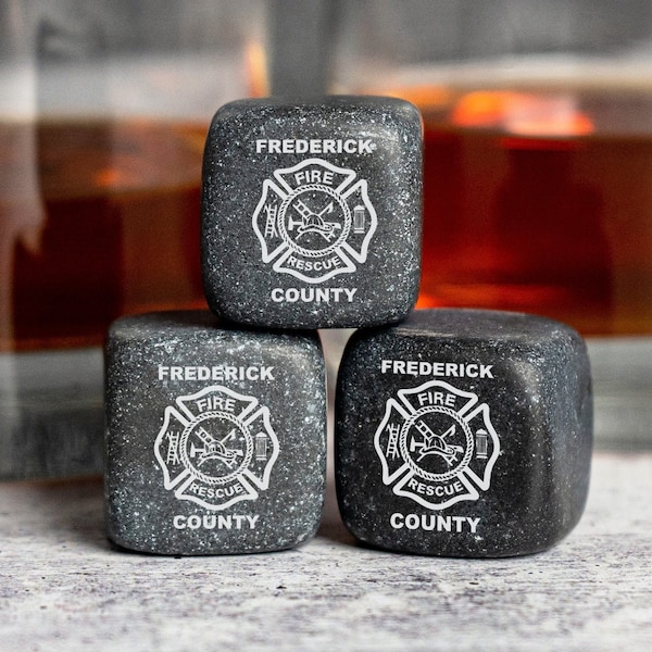 Firefighter, Whiskey Stones, Firefighter Gift, Maltese Cross, Fire Fighter, Fire Department, Fireman, Volunteer, Personalized Whiskey Gift