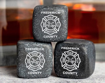 Firefighter, Whiskey Stones, Firefighter Gift, Maltese Cross, Fire Fighter, Fire Department, Fireman, Volunteer, Personalized Whiskey Gift