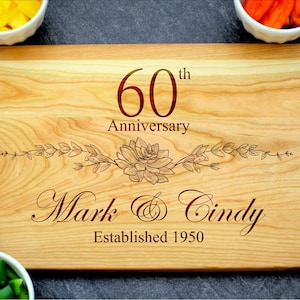 60th Anniversary Gift, Custom Cutting Board, Personalized Anniversary, Anniversary Gift for Her, Gift for Him, 60 Year Anniversary Gift