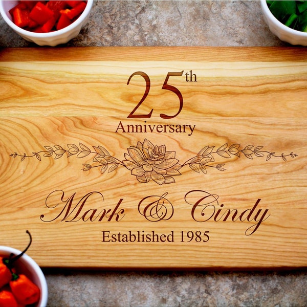 25th Anniversary Gift, Custom Cutting Board, Personalized Anniversary, Anniversary Gift for Her, Gift for Him, 25 Year Anniversary Gift