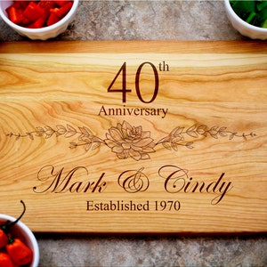 40th Anniversary Cutting Board, Anniversary Gift for Parents, Personalized Anniversary, Anniversary Gift for Her, Anniversary Gift for Him