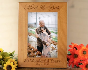 30th Anniversary, Picture Frame, Custom Picture Frame, Personalized Red Alder, 5x7 Picture Frame, 4x6 Frame, 8x10 Photo Frame, Couple Gift