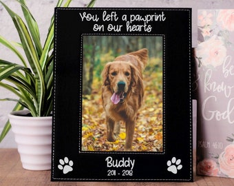 Elegant Signs Dog Loss Picture Frame-Paw Print Photo Frame-Dog Memorial Picture Frame for Loss of Dog Gifts-Pet Photo Frames for Dogs Sympathy Dog or Cat Tribute Keepsake. NEWDREAM 
