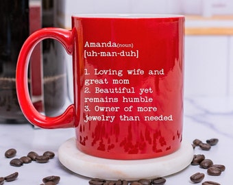 Custom Name Definition Mug, Gifts Ideas, Presents For Mom, Dad Birthday, Christmas, Mothers Day, Fathers Day, Personalized Mug, Name Meaning