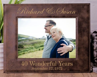 40th Anniversary Gift, 40 Year Anniversary, Personalized Photo Frame, Anniversary Gifts, Gift for Wife, Husband Gift, Wedding Anniversary