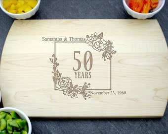 50th Wedding Anniversary Gift, Personalized Cutting Board, 50 Year Custom Gift, Engraved Butcher Block, Custom Cutting Board, Charcuterie