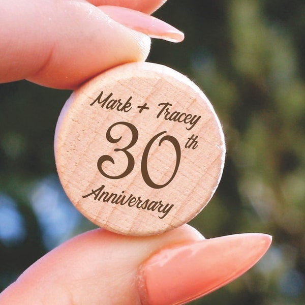 30th Anniversary Party Favors, 30 Year Anniversary, Custom Wine Stoppers, Guest Party Favors, Personalized Cork, Anniversary Guest Thank You