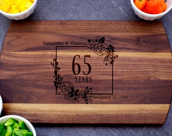 65th Anniversary Gift, Custom Cutting Board, Personalized Anniversary, Anniversary Gift for Her, Gift for Him, 65 Year Anniversary Gift