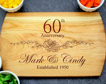 60th Anniversary Gift, Custom Cutting Board, Personalized Anniversary, Anniversary Gift for Her, Gift for Him, 60 Year Anniversary Gift