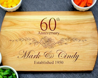 Regalo para el 60 aniversario, Tabla de cortar personalizada, Aniversario personalizado, Regalo de aniversario para ella, Regalo para él, Regalo para el 60 aniversario