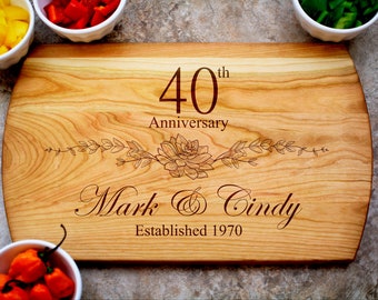 40th Anniversary Cutting Board, Anniversary Gift for Parents, Personalized Anniversary, Anniversary Gift for Her, Anniversary Gift for Him