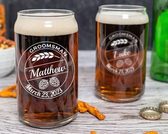 Personalized Beer Can Glass, Gift for Him, Groomsmen Gift, Groomsman, Beer Gift, Craft Beer Gift, Bridal Party, Wedding Party Gift, Best Man