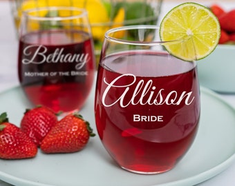 Custom Wine Glass, Personalized Wine Glass, Wine Glass, Bridesmaid Proposal, Bridesmaid Glasses, Wedding Glasses, Custom Stemless Wine Glass