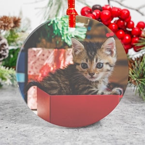 Personalized Cat Ornament, Cat Christmas Bauble, Picture Ornament, Cat Photo Ornament, Cat Lover, Cat Ornament, Christmas Gift for Cat Mom
