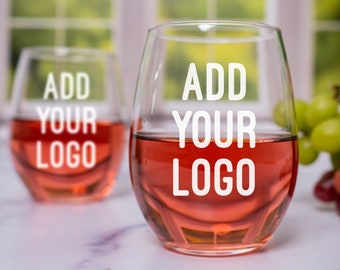 Bulk Branded Gifts, Logo Stemless Wine Glass, Promo Items, Corporate Gift, Business Guest Favors, Custom Wine Glass