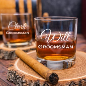 Whiskey Glass, Groomsman Gift, Personalized Glass, Best Man, Groom Gift, Wedding Party, Father of the Bride, Wedding Favors, Bourbon, Scotch