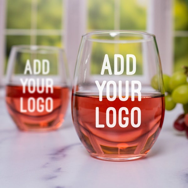 Bulk Branded Gifts, Logo Stemless Wine Glass, Promo Items, Corporate Gift, Business Guest Favors, Custom Wine Glass