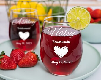 Custom Wine Glass, Personalized Wine Glass, Wine Glass, Bachelorette Party, Bridesmaid Glasses, Wedding Glasses, Custom Stemless Wine Glass