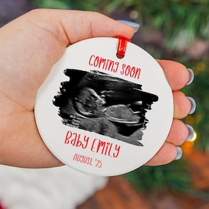 Baby Coming Soon Ornament, Ultrasound Photo Christmas Ornament, Pregnancy Ornament, Baby Announcement, Sonogram Gift for Grandparents