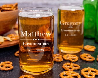 Groomsman Gift, Beer Can Glass, Groomsmen Glasses, Groom, Wedding Gift, Best Man Gift, Wedding Glasses, Wedding Party Gift, Groomsman Gift