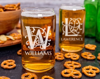 Personalized Beer Can Glass, Gifts for Him, Groomsmen Gift, Monogram Groomsman, Beer Gift, Craft Beer Gift, Bridal Party, Wedding Party Gift