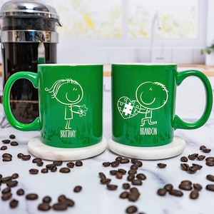 Personalized Coffee Gift For Couples, Girlfriend Gift, Boyfriend Gift, Custom Set of 2 Coffee Mugs, Romantic Gift, Cute Engagement Gift