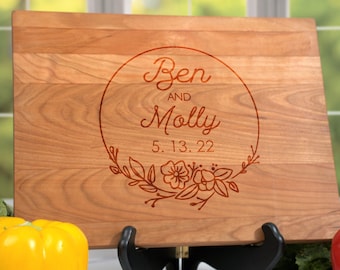 Personalized, Engraved Cutting Board, Custom Cheese Board for Couple, Large Cutting Board Wedding Gift, Serving Tray Housewarming Gift