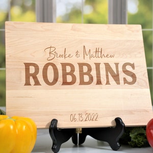 Gift for Newlyweds, Personalized Cutting Board Wedding Gift, Large Cutting Board, Wooden Engraved Custom Cutting Board, Kitchen Gifts