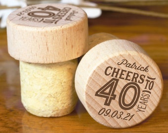 40th Birthday Favors, Favors for 40th Birthday, 40 Years Old, Birthday Favors for Adults, Favors for Guest, Wine Stopper, Custom Wine Cork