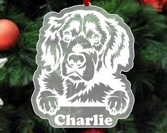 Golden Retriever Ornament, Golden Retriever Christmas Tree Ornament, Custom Pet Ornament, Dog Ornament Personalized, Dog Name Ornament