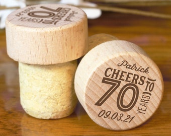 70th Birthday Favors, Favors for 70th Birthday, 70 Years Old, Birthday Favors for Adults, Favors for Guest, Wine Stopper, Custom Wine Cork