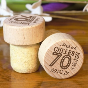 70th Birthday Favors, Favors for 70th Birthday, 70 Years Old, Birthday Favors for Adults, Favors for Guest, Wine Stopper, Custom Wine Cork