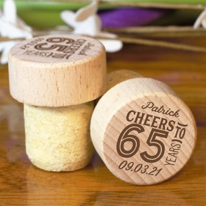 65th Birthday Favors, Favors for 65th Birthday, 65 Years Old, Birthday Favors for Adults, Favors for Guest, Wine Stopper, Custom Wine Cork