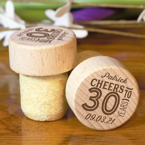 30th Birthday Favors, Favors for 30th Birthday, 30 Years Old, Birthday Favors for Adults, Favors for Guest, Wine Stopper, Custom Wine Cork