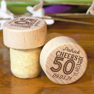 50th Birthday Favors, Favors for 50th Birthday, 50 Years Old, Birthday Favors for Adults, Favors for Guest, Wine Stopper, Custom Wine Cork