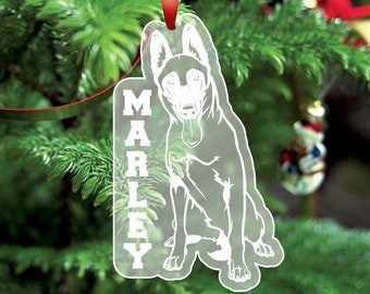 Belgian Malinois Ornament, Belgian Malinois Christmas Tree Ornament, Custom Pet Ornament, Dog Ornament Personalized, Dog Name Ornament