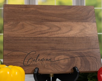 Monogram Board for Newlyweds, Personalized Cheese Board, Engagement Gift for Couple, Custom Housewarming Charcuterie Board, Engraved Wooden