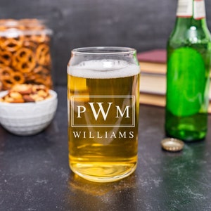 Wedding Party Glasses Set of 2, Groomsmen Beer Glass, Custom Beer Can Glass, Etched Glass, Engraved Glass, Personalized Glass, Beer Mugs