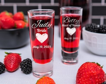 Personalized Shot Glasses, Bridesmaid Shot Glass, Bachelorette Shot Glass, Bridal Party, Party Favors, Custom Shot Glasses, Cute Shot Glass