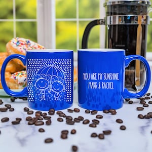 Set of 2 Romantic Coffee Mugs, You Are My Sunshine, Personalized Gift For Couples, Girlfriend Gift, Boyfriend Gift, Custom Coffee Mugs
