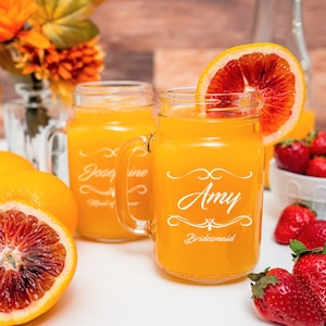 Bridesmaid Mason Jar Tumbler Set of 2, Mason Jars for Bachelorette, Personalized Mason Jar Glasses, Maid of Honor Mason for Bridal Party