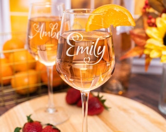 Personalized Engraved Wine Glass, Monogramed Gift for Birthday Celebration or Wine Lover